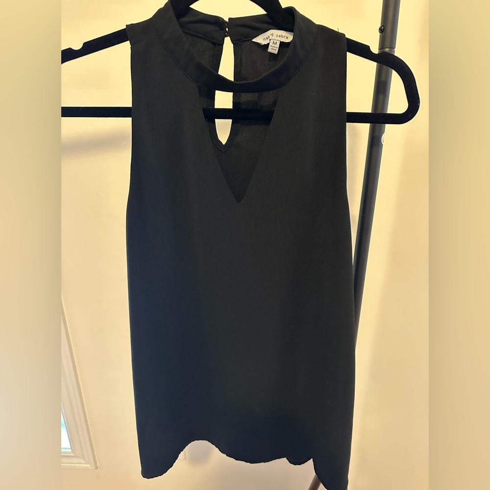 Black V-Neck Sleeveless Blouse